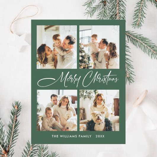 ミニマルエレガントリストクリスマス4写真あいさつ ポストカード