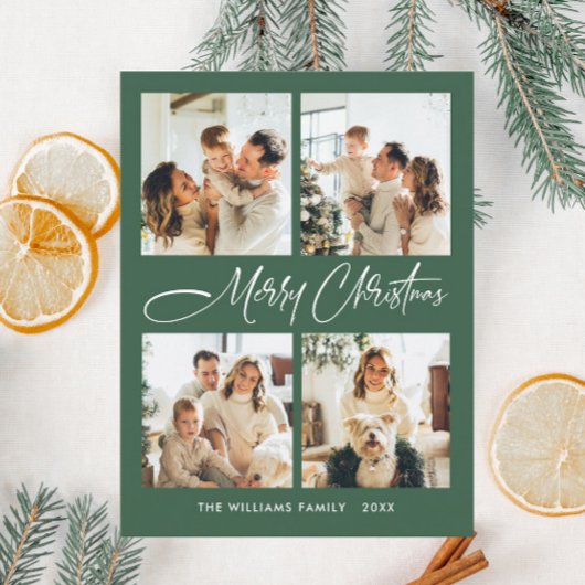 ミニマルエレガントリストクリスマス4写真あいさつ ポストカード