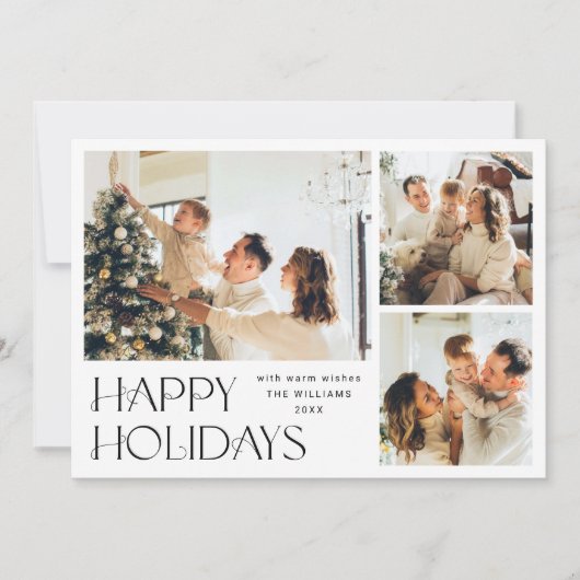 ミニマルエレガントリストクリスマス4写真QRコード シーズンカード (正面)