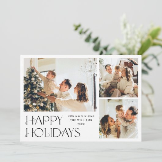 ミニマルエレガントリストクリスマス4写真QRコード シーズンカード (スタンド正面)