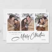 ミニマルエレガントリストクリスマス4写真QRコード シーズンカード (正面)