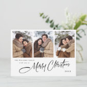 ミニマルエレガントリストクリスマス4写真QRコード シーズンカード (スタンド正面)