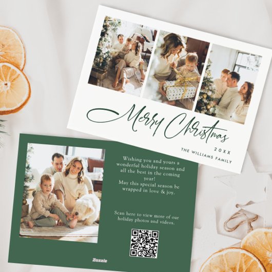 ミニマルエレガントリストクリスマス4写真QRコード シーズンカード