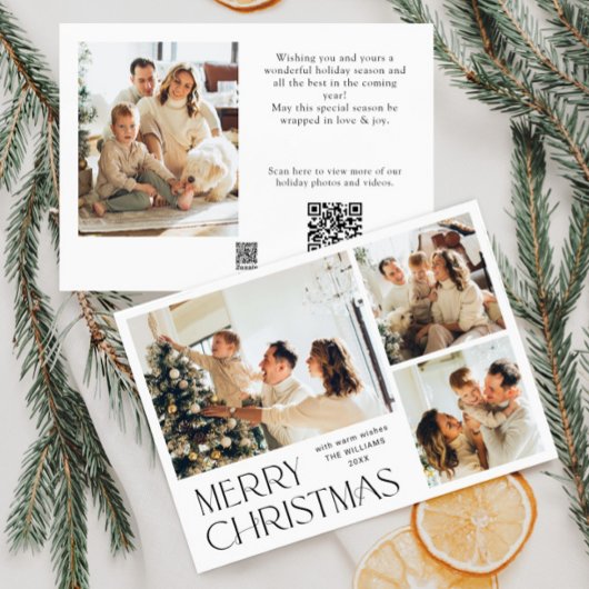ミニマルエレガントリストクリスマス4写真QRコード シーズンカード