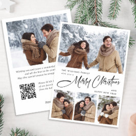 ミニマルエレガントリストクリスマス5写真QRコード シーズンカード