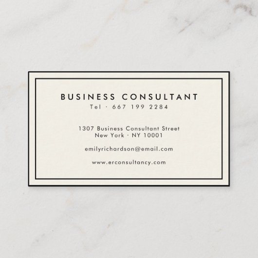 ミニマルエレガントリストクリームとブラックプロフェッショナル 名刺 (裏面)