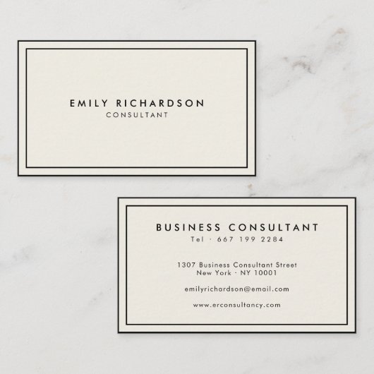 ミニマルエレガントリストクリームとブラックプロフェッショナル 名刺 (正面/裏面)