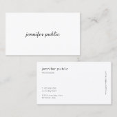 ミニマルエレガントリストクリーン手書きスクリプト白 名刺 (正面/裏面)