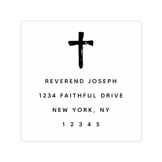 ミニマルエレガントリストクルシフィックスクロス差出人住所 セルフインキングスタンプ (デザイン)