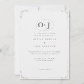 ミニマルエレガントリストグレイ結婚スクロール 招待状 (正面)