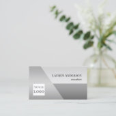 ミニマルエレガントリストグレーロゴ名刺 名刺 (スタンド正面)