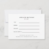 ミニマルエレガントリストグレー美しいサロンギフトカード (裏面)