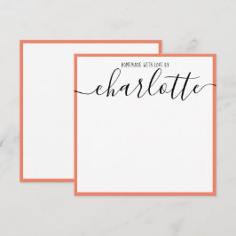 ミニマルエレガントリストコーラルストリップブラックスクリプト名 ノートカード