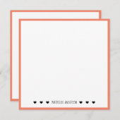 ミニマルエレガントリストコーラル縁どタイポグラフィ名 ノートカード (正面/裏面)