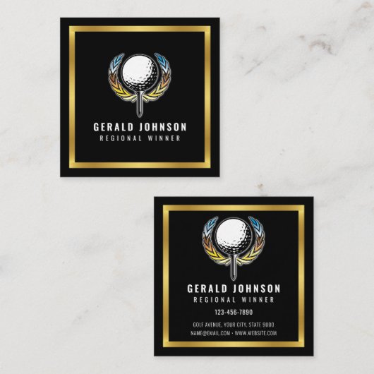 ミニマルエレガントリストゴルフデザイン スクエア名刺 (正面/裏面)