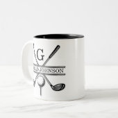 ミニマルエレガントリストゴルフモノグラムデザイン ツートーンマグカップ (正面左)