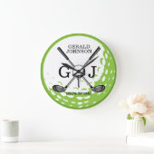 ミニマルエレガントリストゴルフモノグラムデザイン ラージ壁時計 (ホーム)