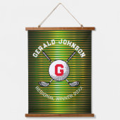 ミニマルエレガントリストゴルフモノグラムデザイン 吊り下げ型タペストリー (正面)