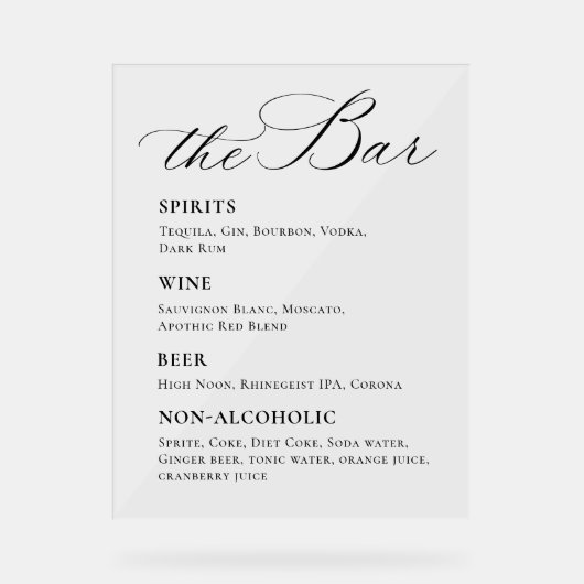 ミニマルエレガントリストシグネチャーカクテルミモザバー アクリルサイン (正面)