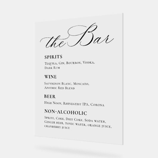 ミニマルエレガントリストシグネチャーカクテルミモザバー アクリルサイン (傾斜)