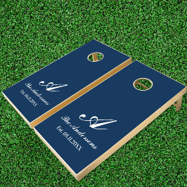 ミニマルエレガントリストシックファミリー名モノグラムネイビー