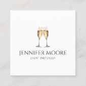 ミニマルエレガントリストシャンパンフルートグラスカスタムズ スクエア名刺 (正面)