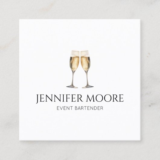 ミニマルエレガントリストシャンパンフルートグラスカスタムズ スクエア名刺 (正面)