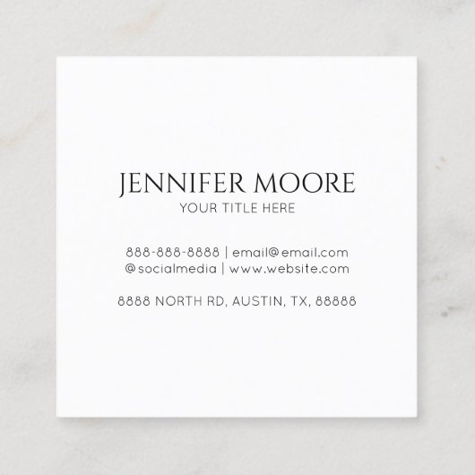 ミニマルエレガントリストシャンパンフルートグラスカスタムズ スクエア名刺 (裏面)