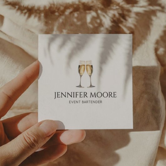 ミニマルエレガントリストシャンパンフルートグラスカスタムズ スクエア名刺