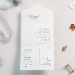 ミニマルエレガントリストシールと送信 オールインワン招待状