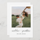 ミニマルエレガントリストスクエア結婚フォト 招待状 (正面/裏面)