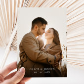 ミニマルエレガントリストスクリプトとカップルの写真結婚の セーブザデート