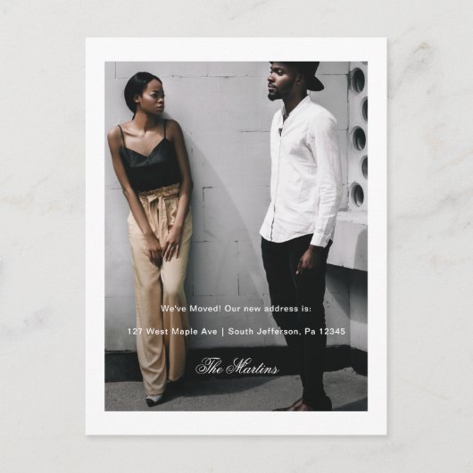 ミニマルエレガントリストスクリプトの新しいアドレスの写真 ポストカード (正面)