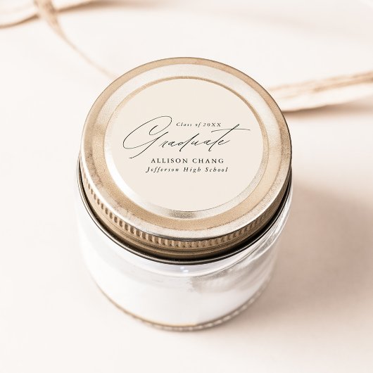 ミニマルエレガントリストスクリプトアイボリー卒業 ラウンドシール