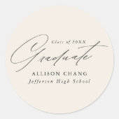 ミニマルエレガントリストスクリプトアイボリー卒業 ラウンドシール (正面)