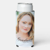 ミニマルエレガントリストスクリプト卒業写真パーティー スリム缶クーラー (Seltzer正面)