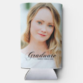 ミニマルエレガントリストスクリプト卒業写真パーティー スリム缶クーラー (裏面)