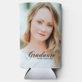 ミニマルエレガントリストスクリプト卒業写真パーティー スリム缶クーラー (正面)