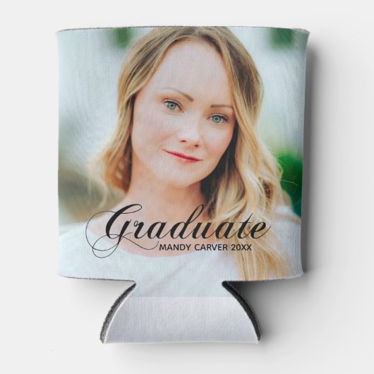 ミニマルエレガントリストスクリプト卒業写真パーティー 缶クーラー (正面)