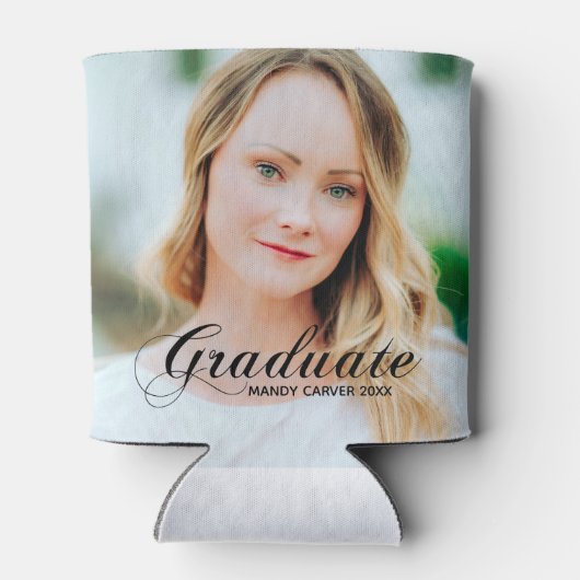 ミニマルエレガントリストスクリプト卒業写真パーティー 缶クーラー (裏面)