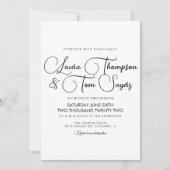 ミニマルエレガントリストスクリプト白黒シック結婚ズ 招待状 (正面)