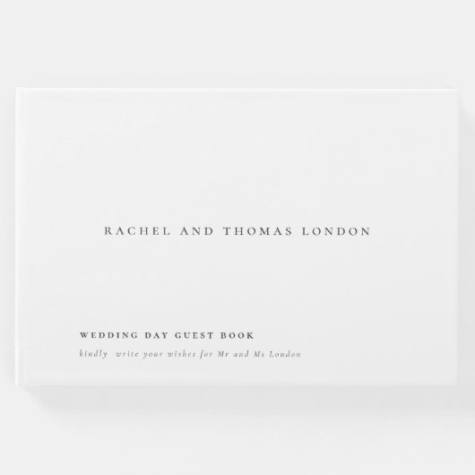 ミニマルエレガントリストスクリプト結婚白黒 ゲストブック (正面)