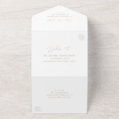 ミニマルエレガントリストスクリプト金ゴールド結婚の オールインワン招待状 (外側)