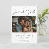 ミニマルエレガントリストスクリプト2枚の写真日付を保存 セーブザデート (スタンド正面)