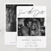 ミニマルエレガントリストスクリプト2枚の写真 セーブザデート (正面/裏面)