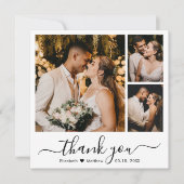 ミニマルエレガントリストスクリプト3 Photo Collage結婚's サンキューカード (正面)