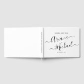 ミニマルエレガントリストスクリプ結婚ト白黒 ゲストブック (全面)