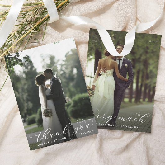 ミニマルエレガントリストスクリプ結婚ト2 サンキューカード