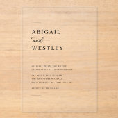 ミニマルエレガントリストスクリプ結婚ト アクリル招待状 (正面)