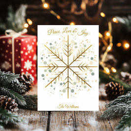 ミニマルエレガントリストスノーフレーククリスマスカード 招待状